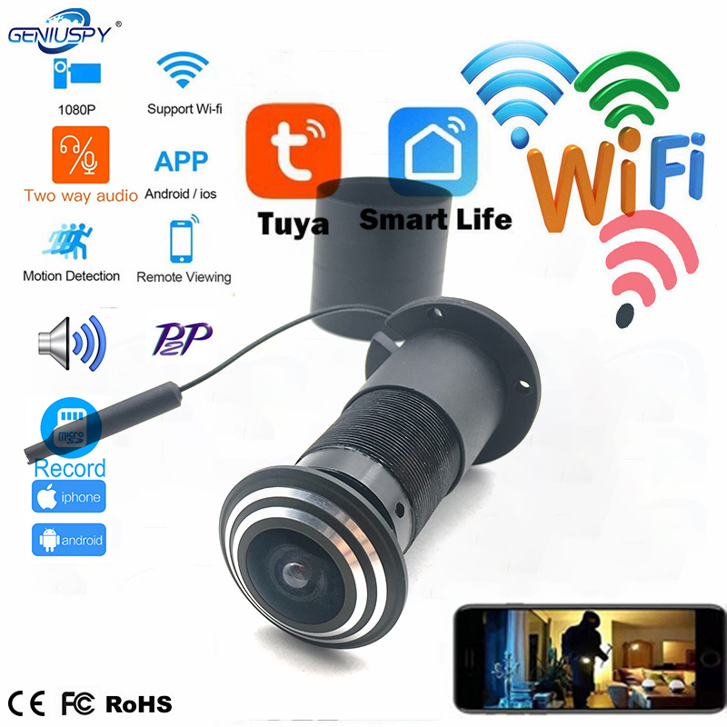 Home Security Front Door Camera - 1080P Mini Wifi Peephole ประตู Eye